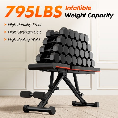 Adjustable Weight Bench – Foldable Incline/Decline Bench for Full Body Strength Training (795LB Capacity) - Power Fit Zone