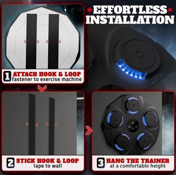 Bluetooth Music Boxing Machine – Wall-Mounted Smart Punching Pad with LED Display & 9 Training Modes - Power Fit Zone