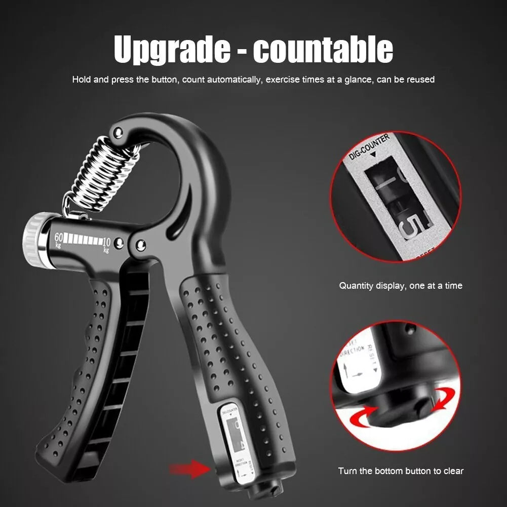 Adjustable Hand Grip Strengthener – Finger, Hand & Forearm Trainer with Built-In Counter - Power Fit Zone