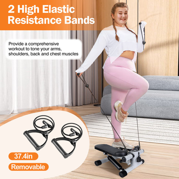 Mini Stepper Machine with Resistance Bands – Compact Full Body Workout Trainer - Power Fit Zone