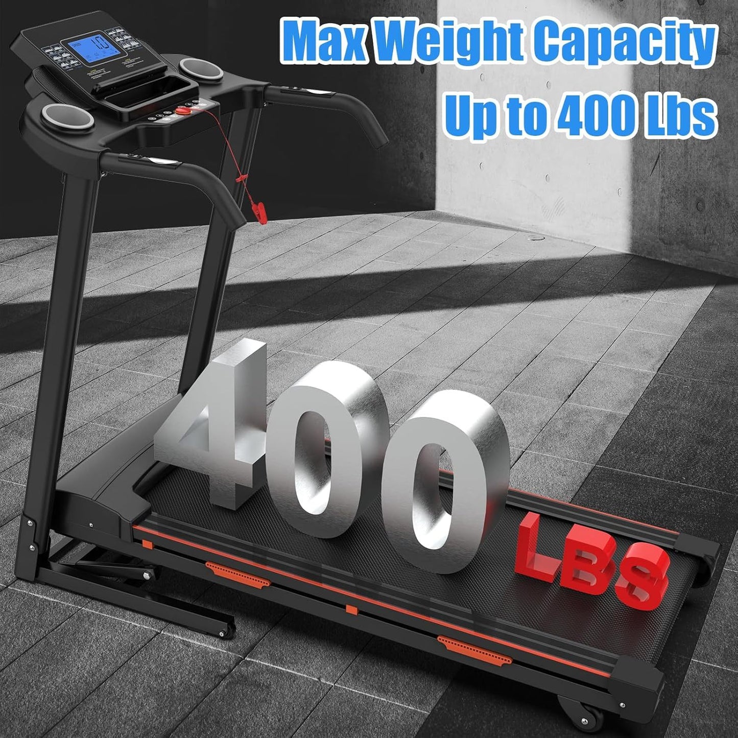 Foldable Automatic Incline Treadmill – 400LB Capacity, 3.25HP Motor, Bluetooth & Shock Absorption - Power Fit Zone