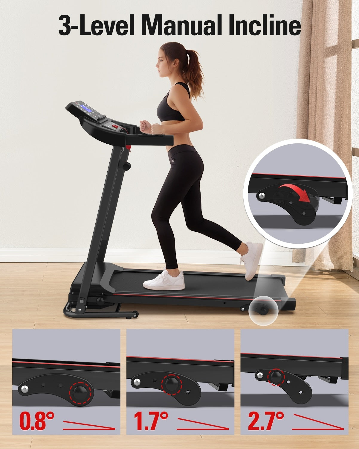 Foldable Treadmill with Incline – Compact Home Walking & Running Machine (2.5 HP, 12 HIIT Programs) - Power Fit Zone