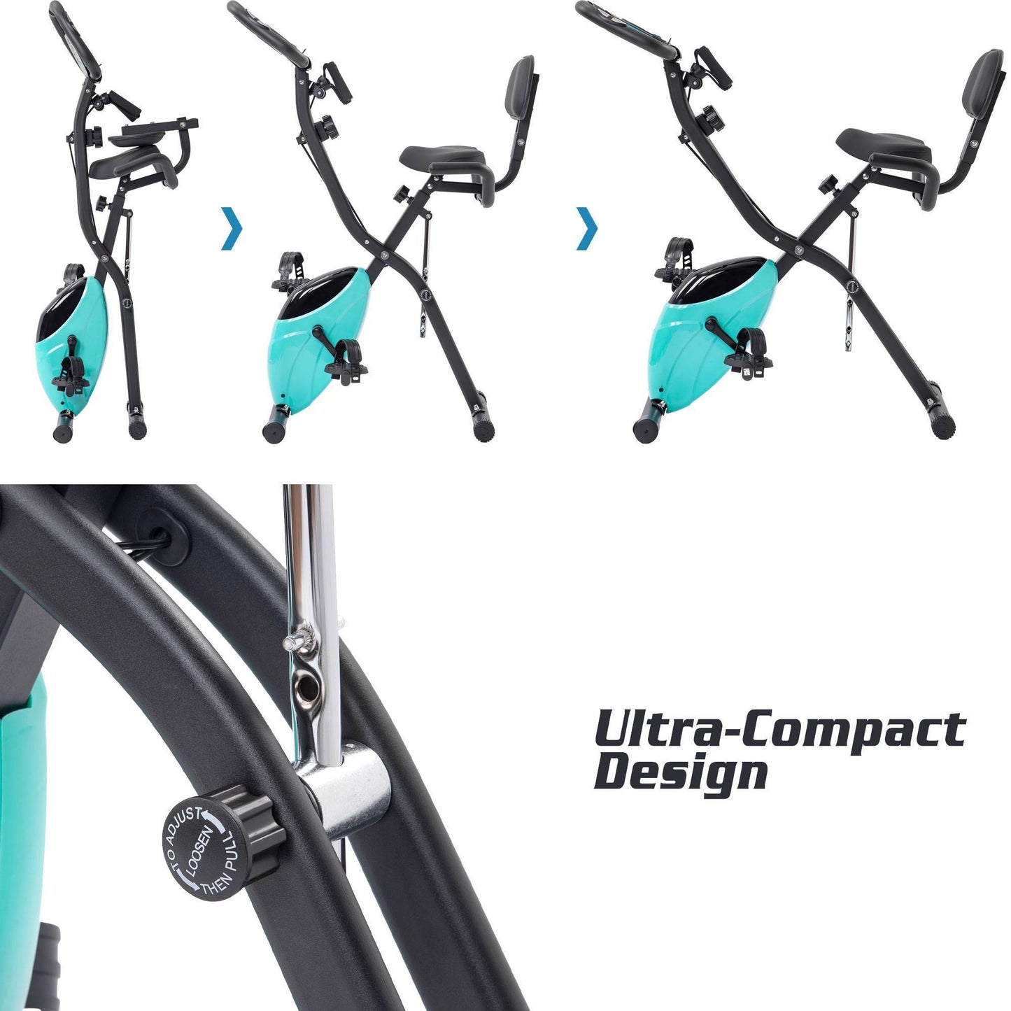 Folding Exercise Bike – 2-in-1 Upright & Recumbent with Adjustable Resistance - Power Fit Zone