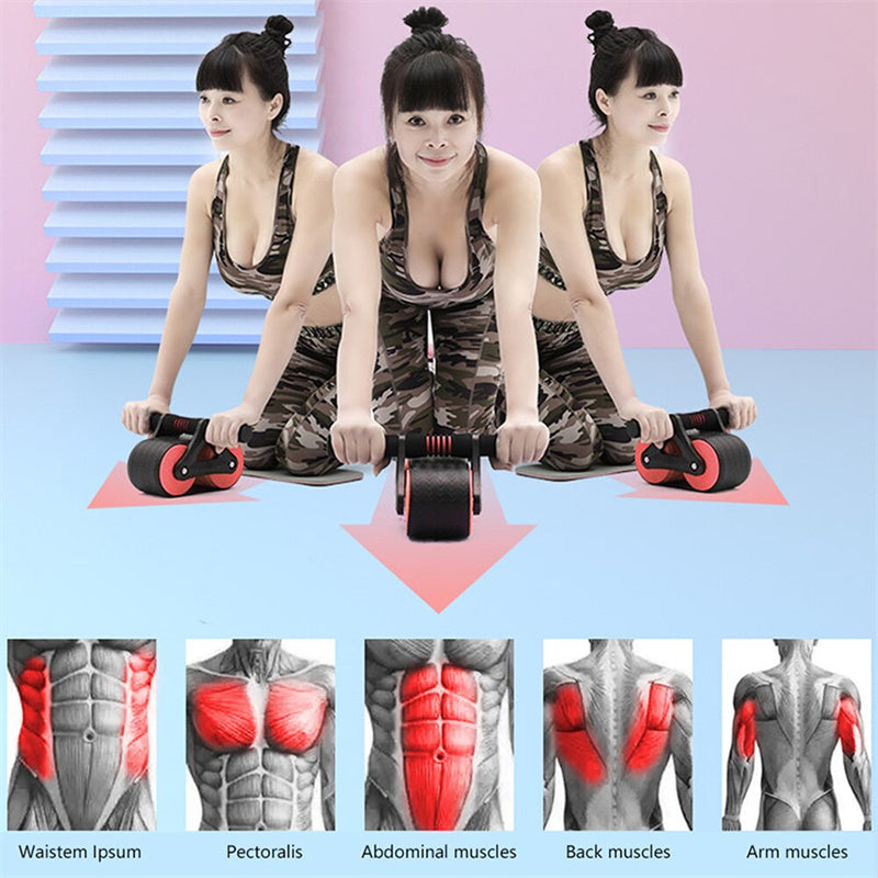 Automatic Rebound Ab Roller – Core Trainer with Knee Pad - Power Fit Zone