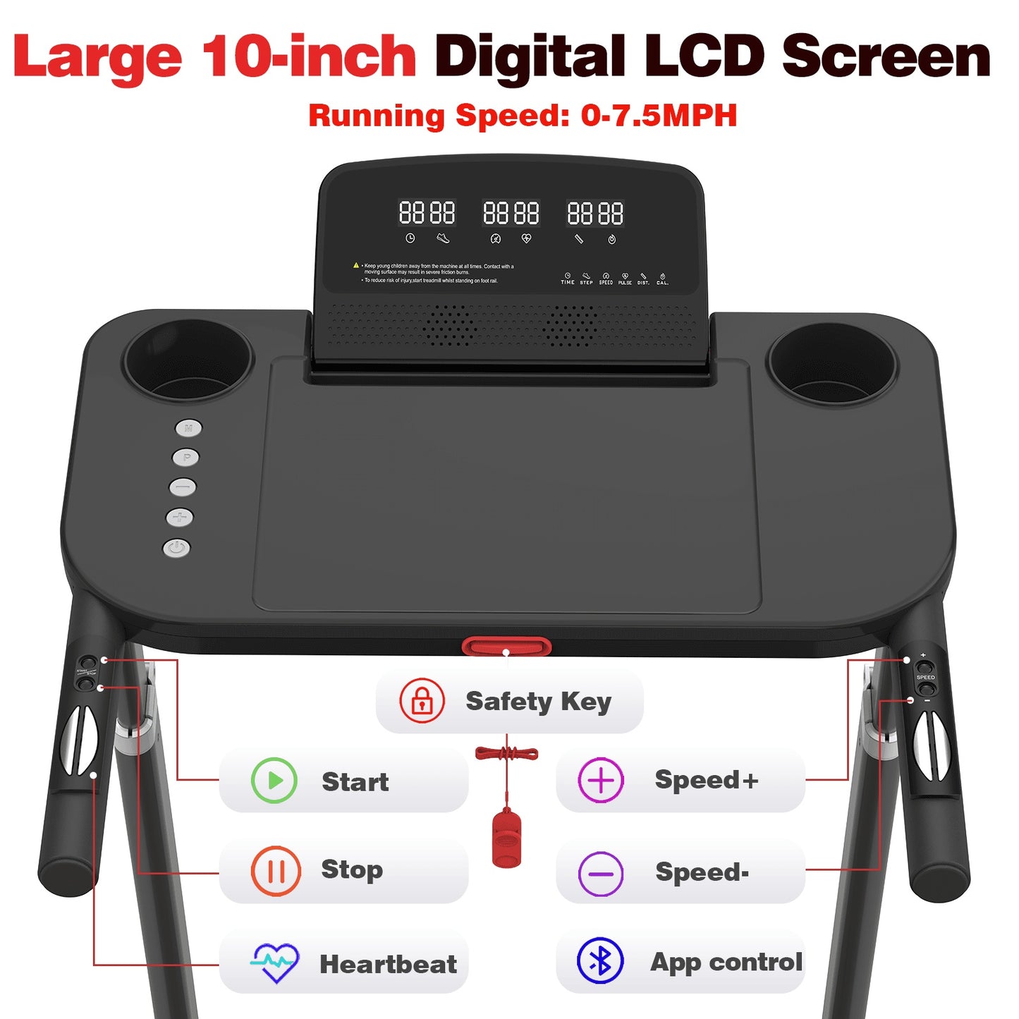 Foldable Treadmill JK68-6B – Bluetooth Music, Desk Workstation & Adjustable Height (3.0HP Motor) - Power Fit Zone