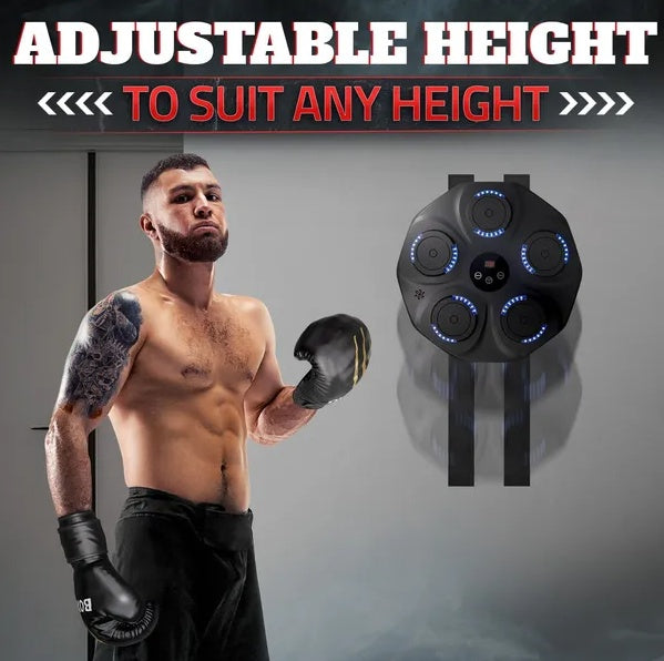 Bluetooth Music Boxing Machine – Wall-Mounted Smart Punching Pad with LED Display & 9 Training Modes - Power Fit Zone