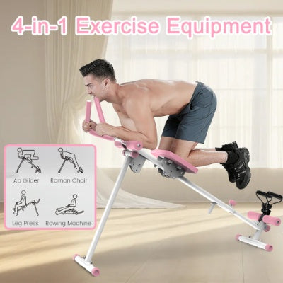 4-in-1 Ab & Full Body Workout Machine – Rowing, Leg Press, Roman Chair & Ab Glider (Foldable Design) - Power Fit Zone
