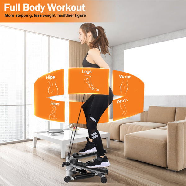 Mini Stepper Machine with Resistance Bands – Compact Full Body Workout Trainer - Power Fit Zone