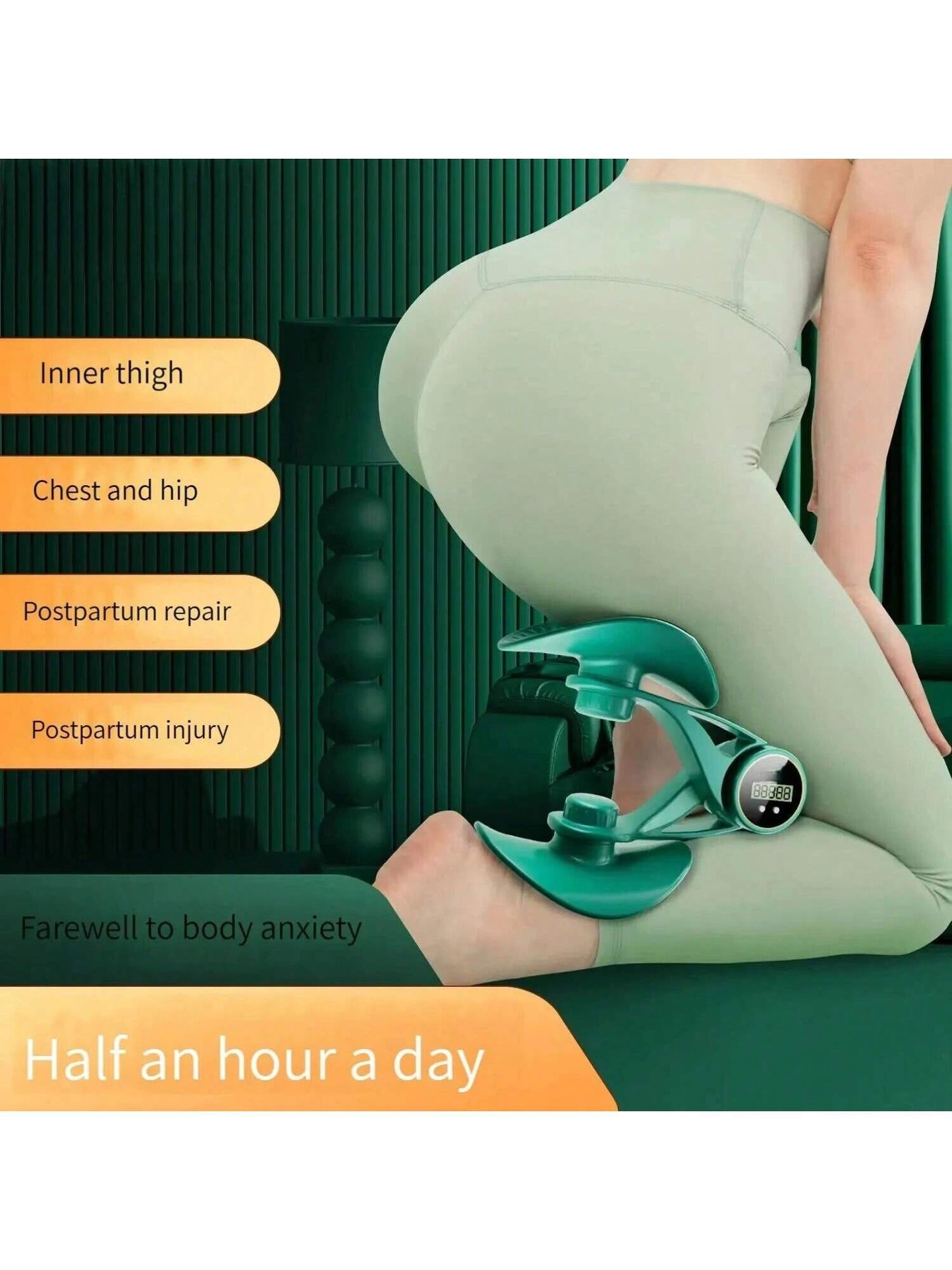 Inner Thigh & Pelvic Floor Trainer – Kegel Exerciser with Resistance Bands & LED Rep Counter (3 Levels) - Power Fit Zone