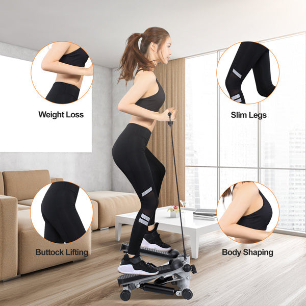 Mini Stepper Machine with Resistance Bands – Compact Full Body Workout Trainer - Power Fit Zone