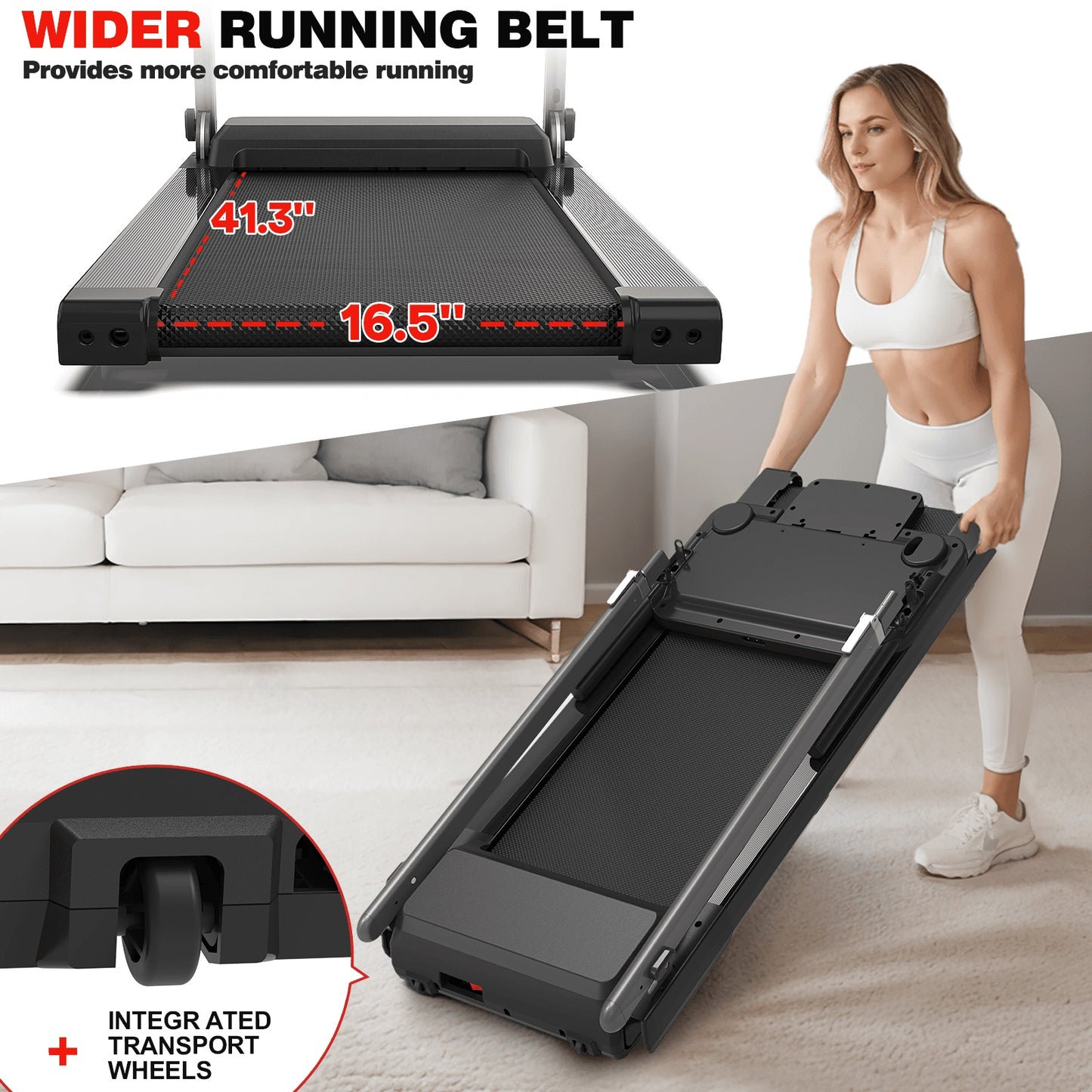 Foldable Treadmill JK68-6B – Bluetooth Music, Desk Workstation & Adjustable Height (3.0HP Motor) - Power Fit Zone