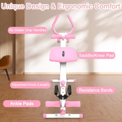 4-in-1 Ab & Full Body Workout Machine – Rowing, Leg Press, Roman Chair & Ab Glider (Foldable Design) - Power Fit Zone