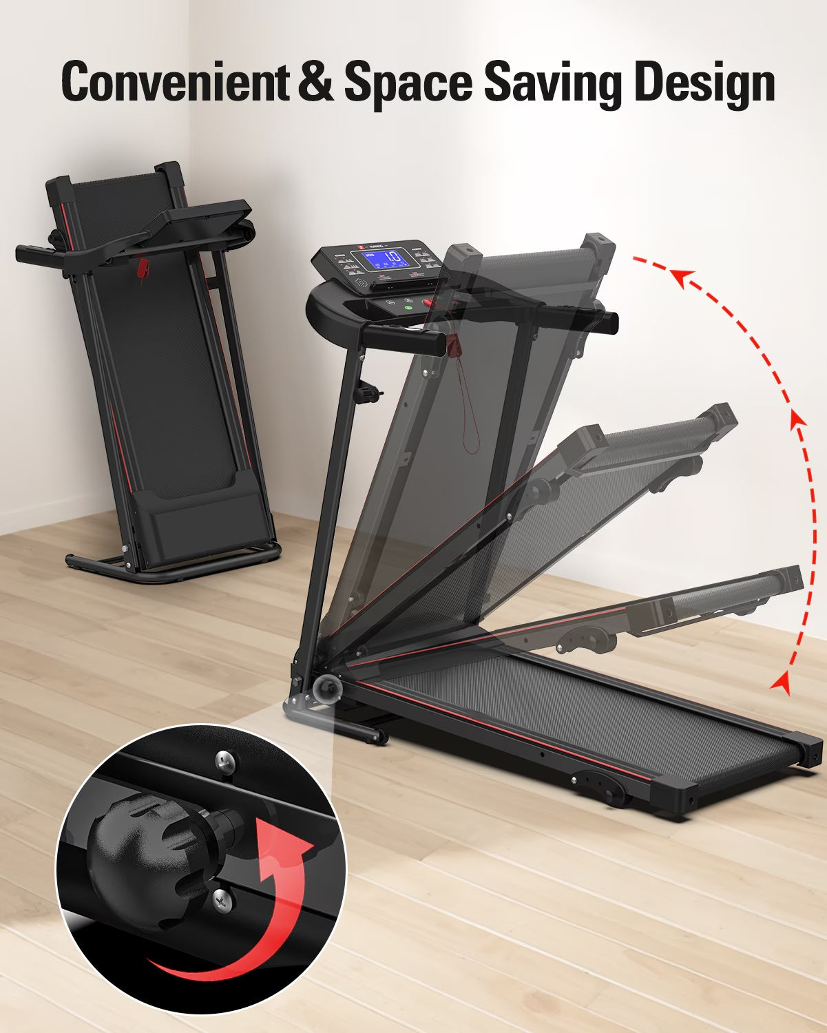 Foldable Treadmill with Incline – Compact Home Walking & Running Machine (2.5 HP, 12 HIIT Programs) - Power Fit Zone