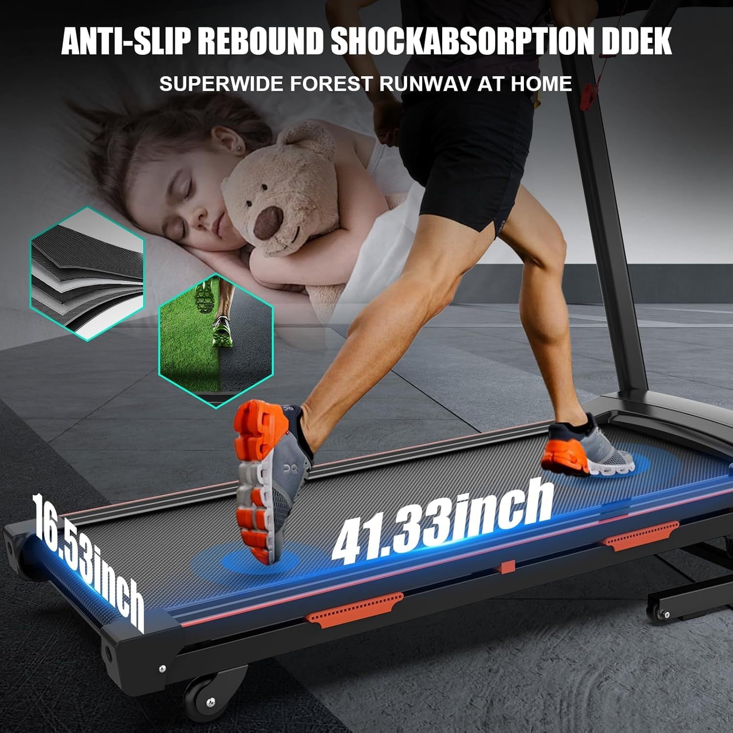 Foldable Automatic Incline Treadmill – 400LB Capacity, 3.25HP Motor, Bluetooth & Shock Absorption - Power Fit Zone