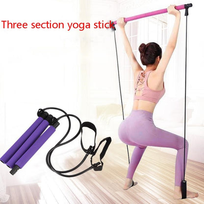 3-Section Pilates Bar – Adjustable Home Fitness Stick for Yoga, Stretching & Toning - Power Fit Zone
