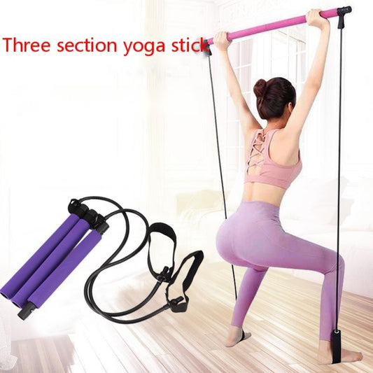 3-Section Pilates Bar – Adjustable Home Fitness Stick for Yoga, Stretching & Toning - Power Fit Zone