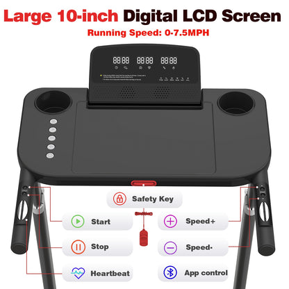 Foldable Treadmill JK68-6B – Bluetooth Music, Desk Workstation & Adjustable Height (3.0HP Motor) - Power Fit Zone