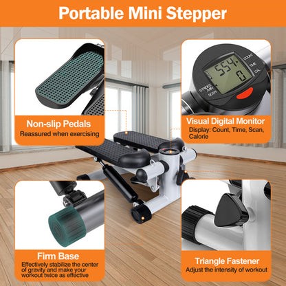 Mini Stepper Machine with Resistance Bands – Compact Full Body Workout Trainer - Power Fit Zone
