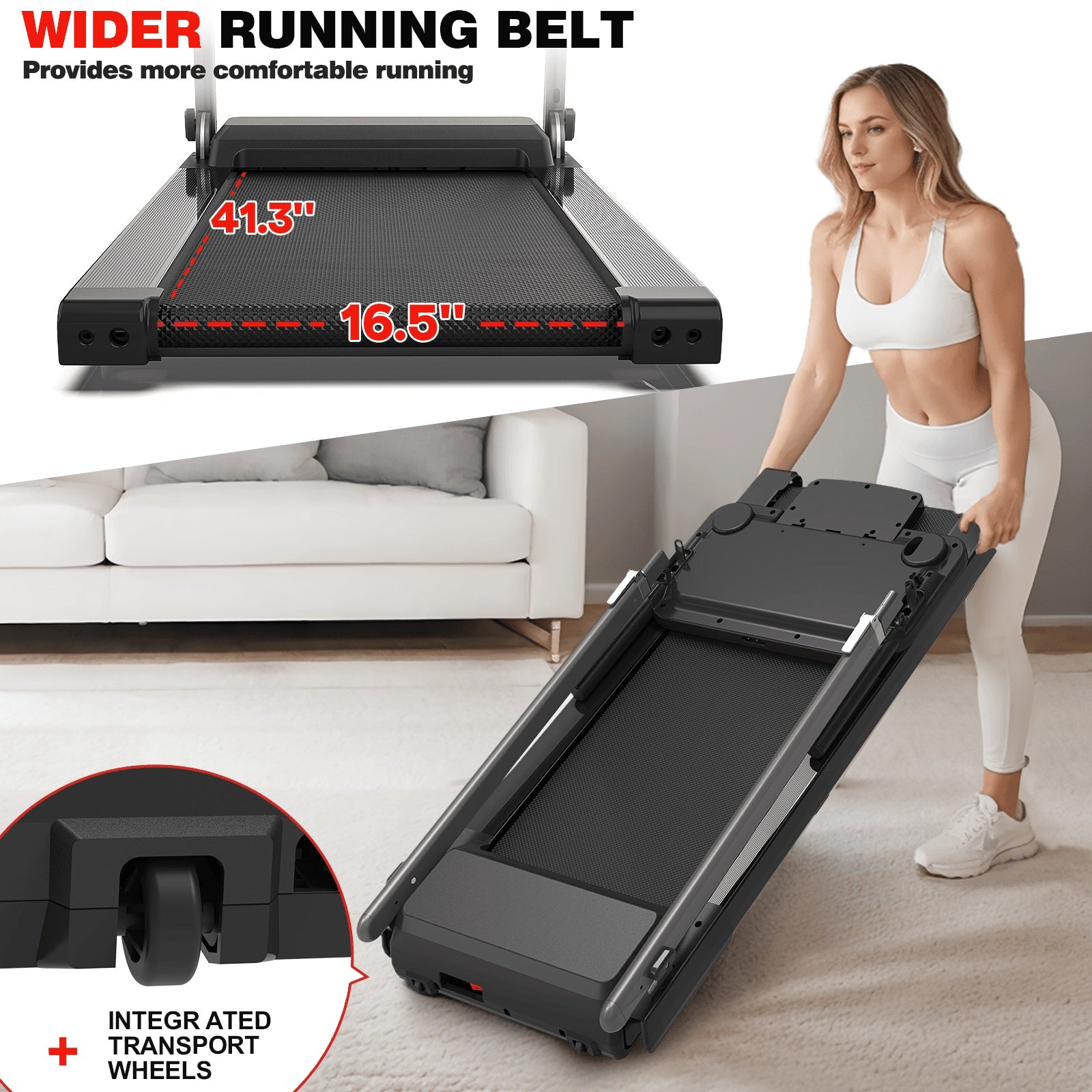 Foldable Treadmill JK68-6B – Bluetooth Music, Desk Workstation & Adjustable Height (3.0HP Motor) - Power Fit Zone