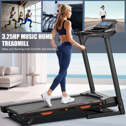 Foldable Automatic Incline Treadmill – 400LB Capacity, 3.25HP Motor, Bluetooth & Shock Absorption - Power Fit Zone