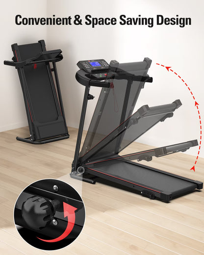 Foldable Treadmill with Incline – Compact Home Walking & Running Machine (2.5 HP, 12 HIIT Programs) - Power Fit Zone